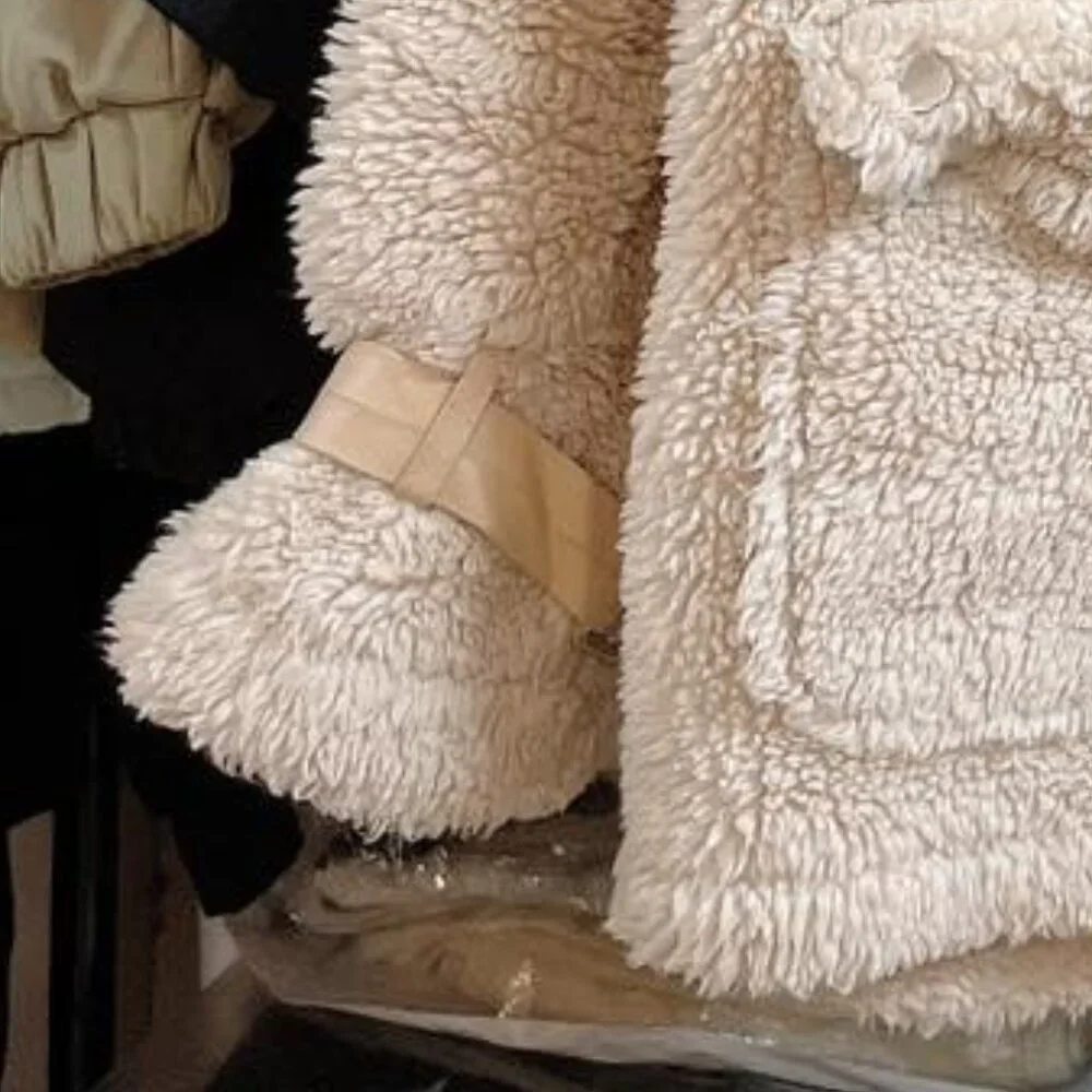Cozy Teddy Bear Sherpa Jacket Cream Oversized - Picture 4 of 4